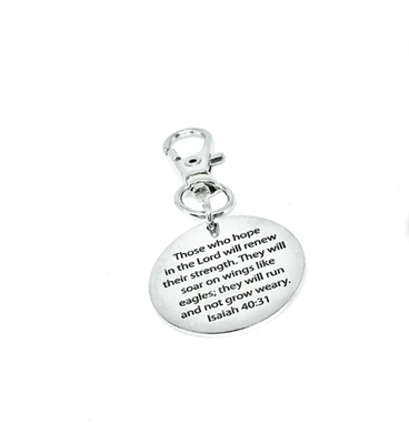 #ad Isaiah 40 31 Clip On Bible Verse Charm 1 Inch Stainless Steel Pendant Keychain $12.95