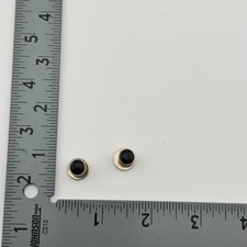 Set of 2 Black Button Tuxedo Shirt Studs Silver Tone Formalwear