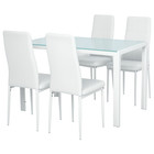 Set 5 Pezzi con 1 Tavolo e 4 Sedie per Cucina o Sala da Pranzo Bianco