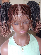 Full lace Cornrow braided wig hand made Brown