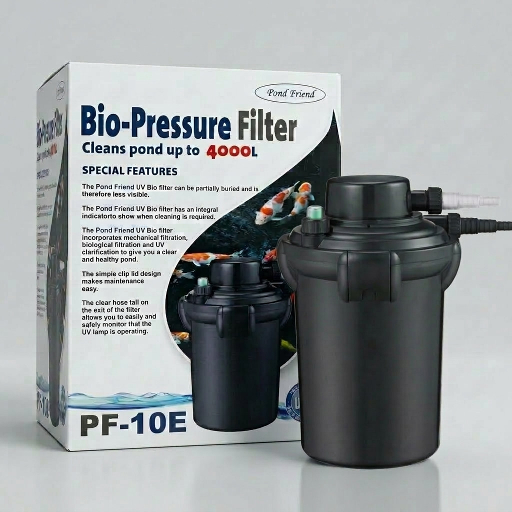 Pond Friend PF-10E Pressure Pond Filter with UV Clarifier - 2-in-1 Biological & Mechanical Filtration - Suitable for Garden Fish Ponds up to 4,000 litres - Image 2