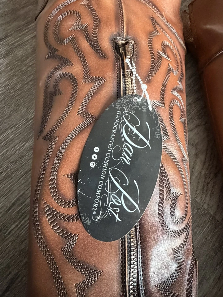 Bota de Vaquero Dan Post Western Nueva con Etiquetas Talla 6M Registrada, Marrón, Hasta la Rodilla Foto 2 de 4