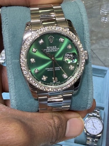 Rolex Datejust Green diamond dial Dial on Oyster 116200 with Box