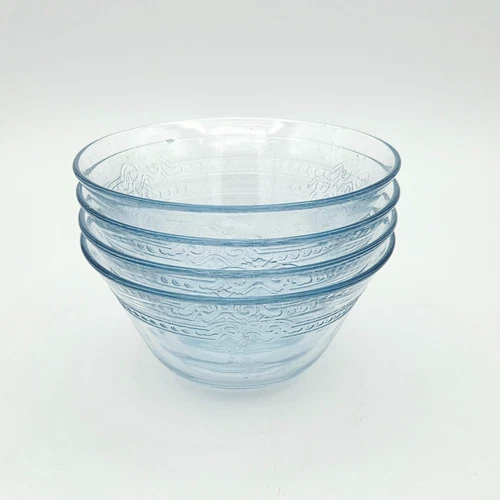 Vintage Fire King Blue Sapphire Philbe Glass Bakeware Custard Dessert Cups (4)