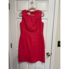 Talbots Irish Linen Sleeveless Sheath Dress Coral Pink Size 10 Shift Lined