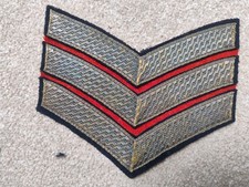 Vintage British Army Sergeant Silver On Red Billion Dress Chevrons Stripes