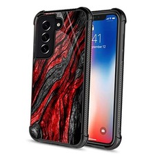  Compatible with Samsung Galaxy S22 Samsung S22 Black Red Wood Grain