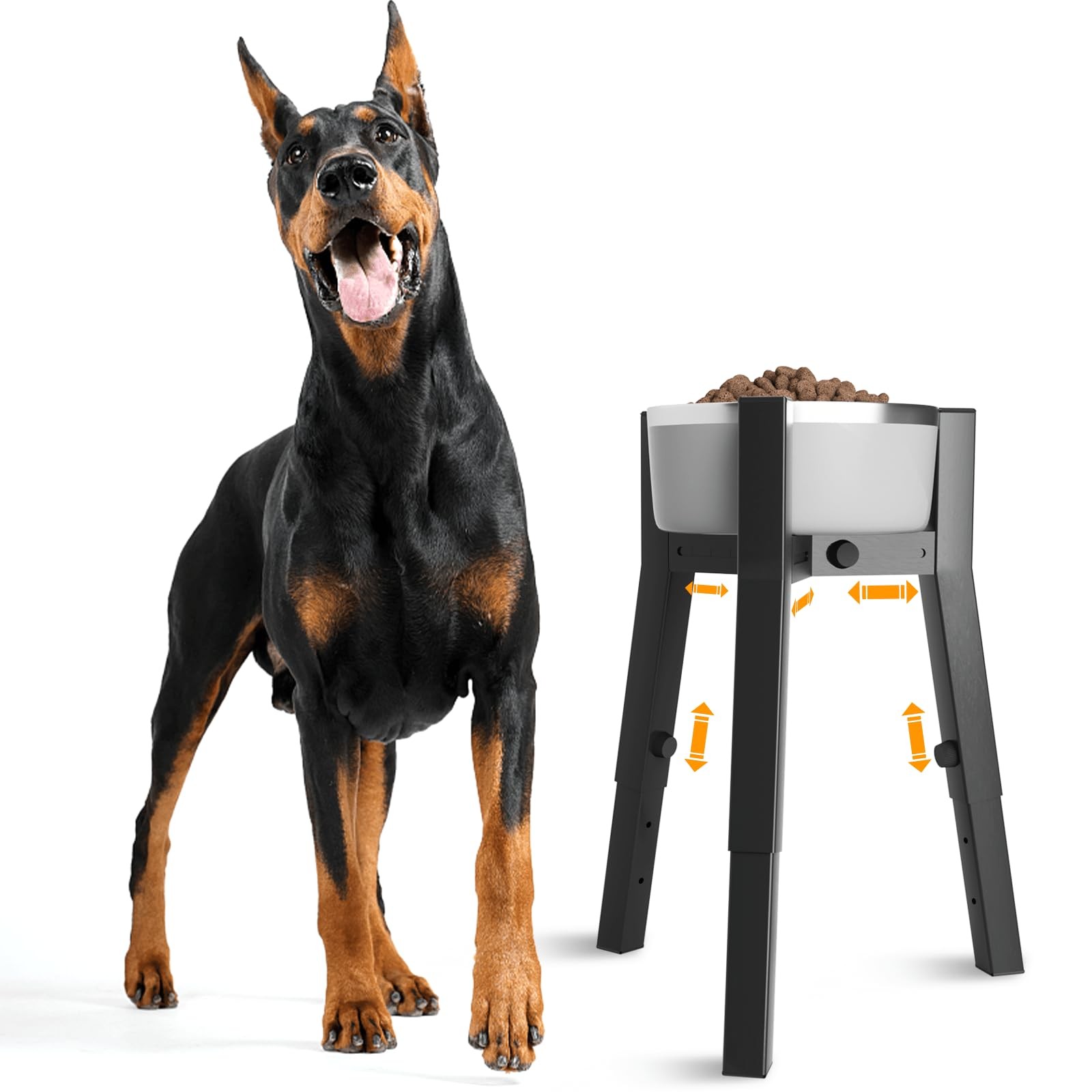 Adjustable Dog Bowl Stand for Large & Extra Large Breeds, Single Tall Food & ...