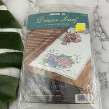 Dimensions Vintage Dresser Scarf Stamped Cross Stitch Kit New Hydrangea Floral