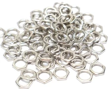 3/8-24 Hex Nuts, Nickel-Plated Brass, 50pcs