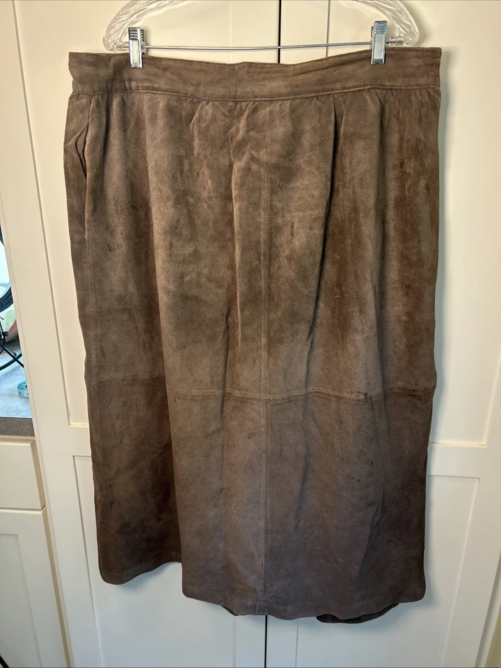 Falda de cuero marrón Preswick & Moore de colección para mujer talla 38 Foto 2 de 4