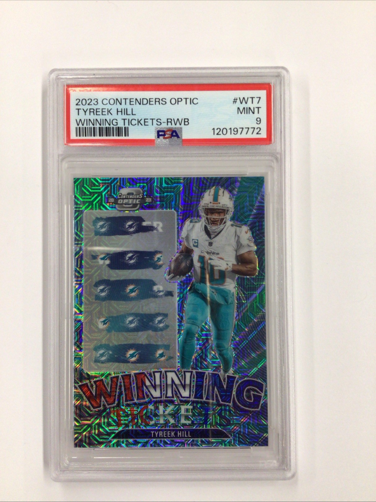 2023 Contenders Optic Winning Tickets RWB /13 Tyreek Hill PSA 9 POP 1 !! view 1