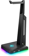 RGB Headset Stand 2 USB Ports Black