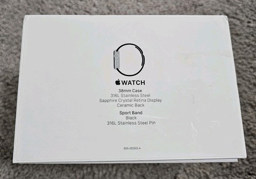 Apple Watch 38mm SS czarny sportowy pierwsza generacja 2015 A1553 tylko puste pudełko - Zdjęcie 3 z 4