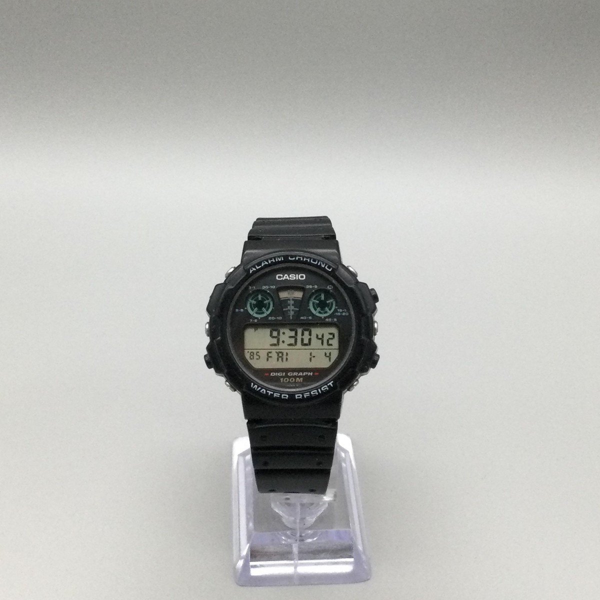Vintage Casio 828 DGW-30 Mens Watch 39mm Black Digi Graph Digital 