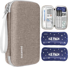 Insulin Cooler Travel Case, 2X150G Ice Pack TSA Approved, Brown
