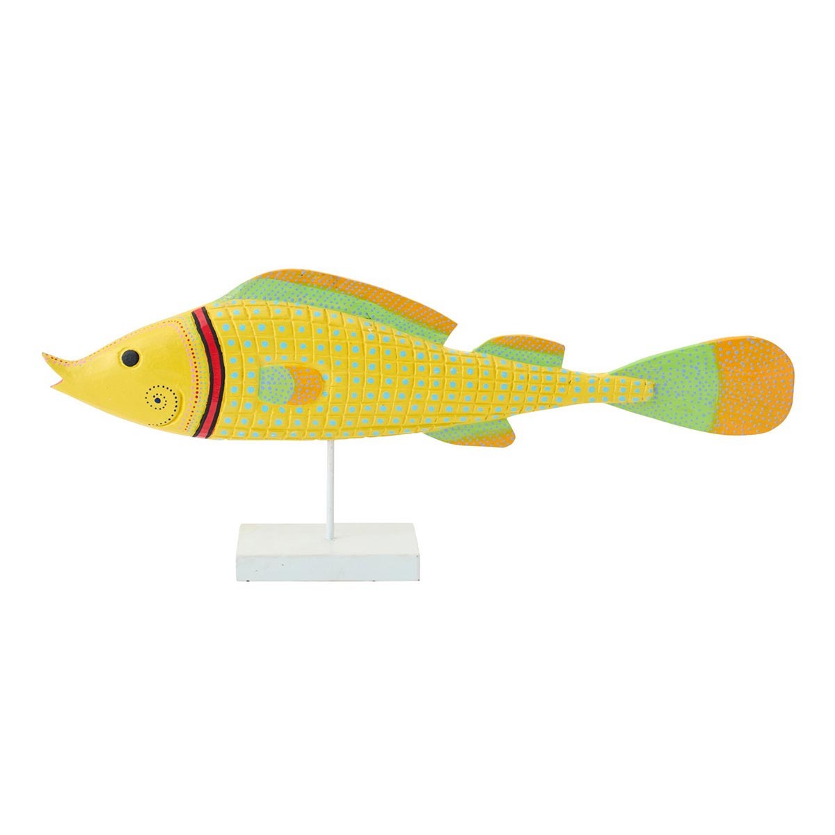 Poisson déco sur pied Carreaux 80cm pour illuminer votre salon de vacances