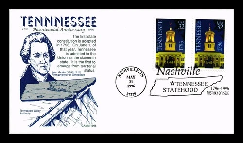 US COVER GAMM CACHETS FIRST DAY OF ISSUE TENNESSEE BICENTENNIAL COMBO