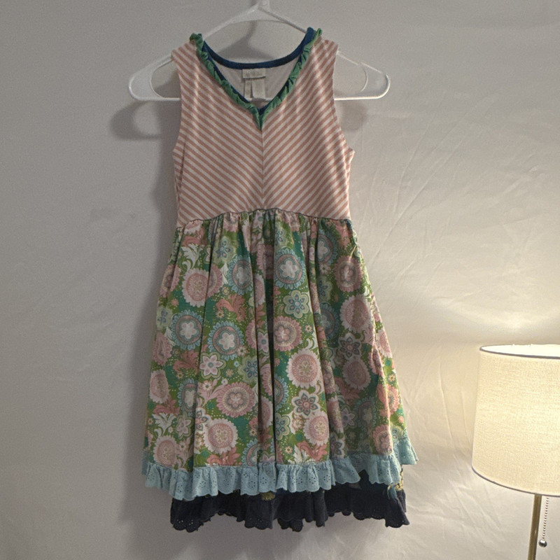 Matilda Jane Girls 12 Fit & Flare Floral Sleeveless Knee Cotton Ruffle