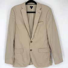 J.Crew Blazer Mens 36R Khaki Ludlow Italian Cotton Crespi Two Button Double Vent