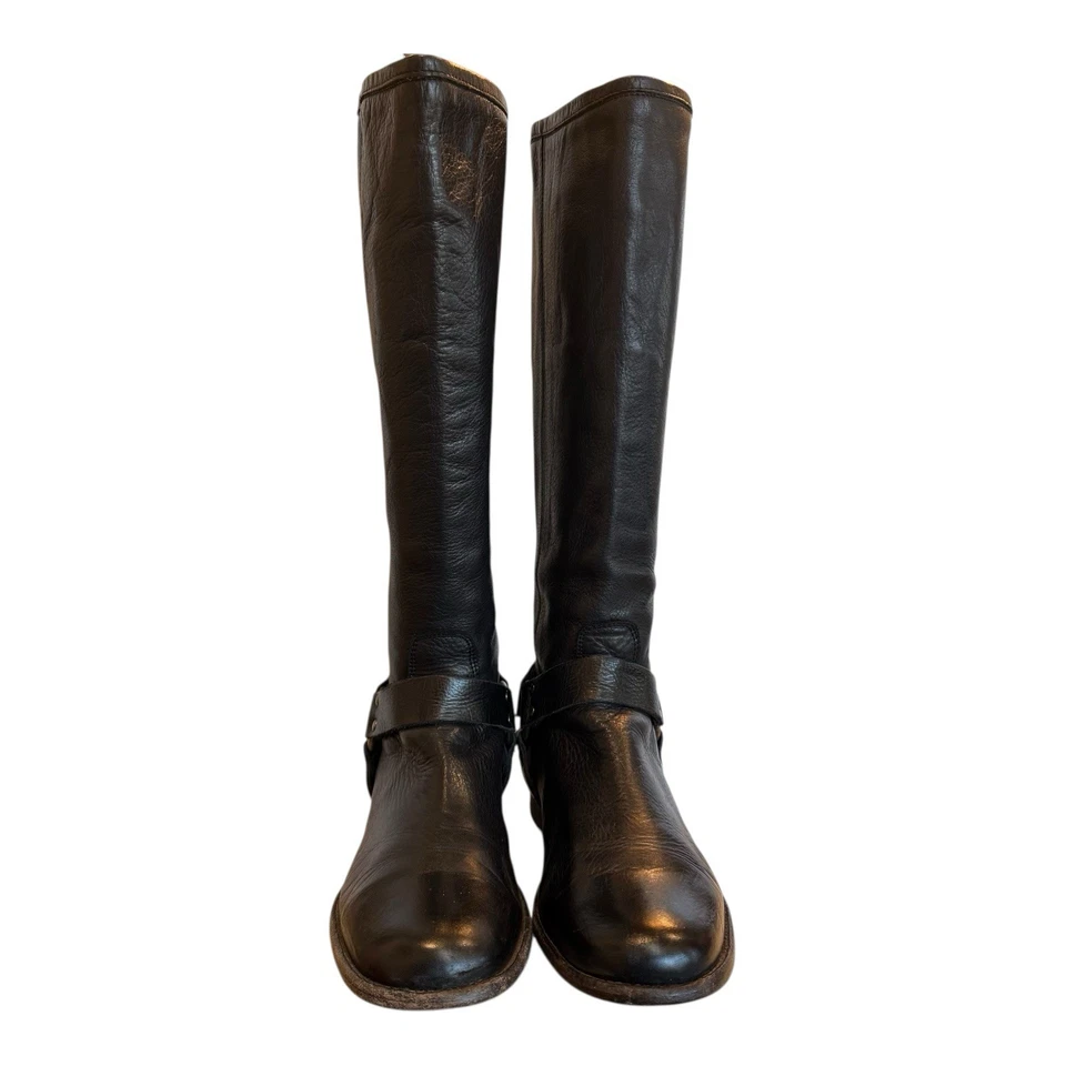 FRYE Mujer’s Phillip 3476850 Negro Arnés Alto Cuero Botas de Montar Talla 9 B Foto 3 de 4