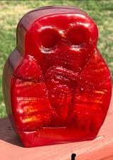 Blenko BLACK CHERRY 2423 Mothman Bookend Signed By John Blenko