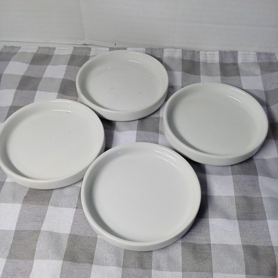 XCELL Small White 4'' Porcelain Plates/Dishes - Set of 4