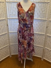 Women's X By Xscape Floral Dress With Side Cascading Ruffled HiLow NWT size 14P