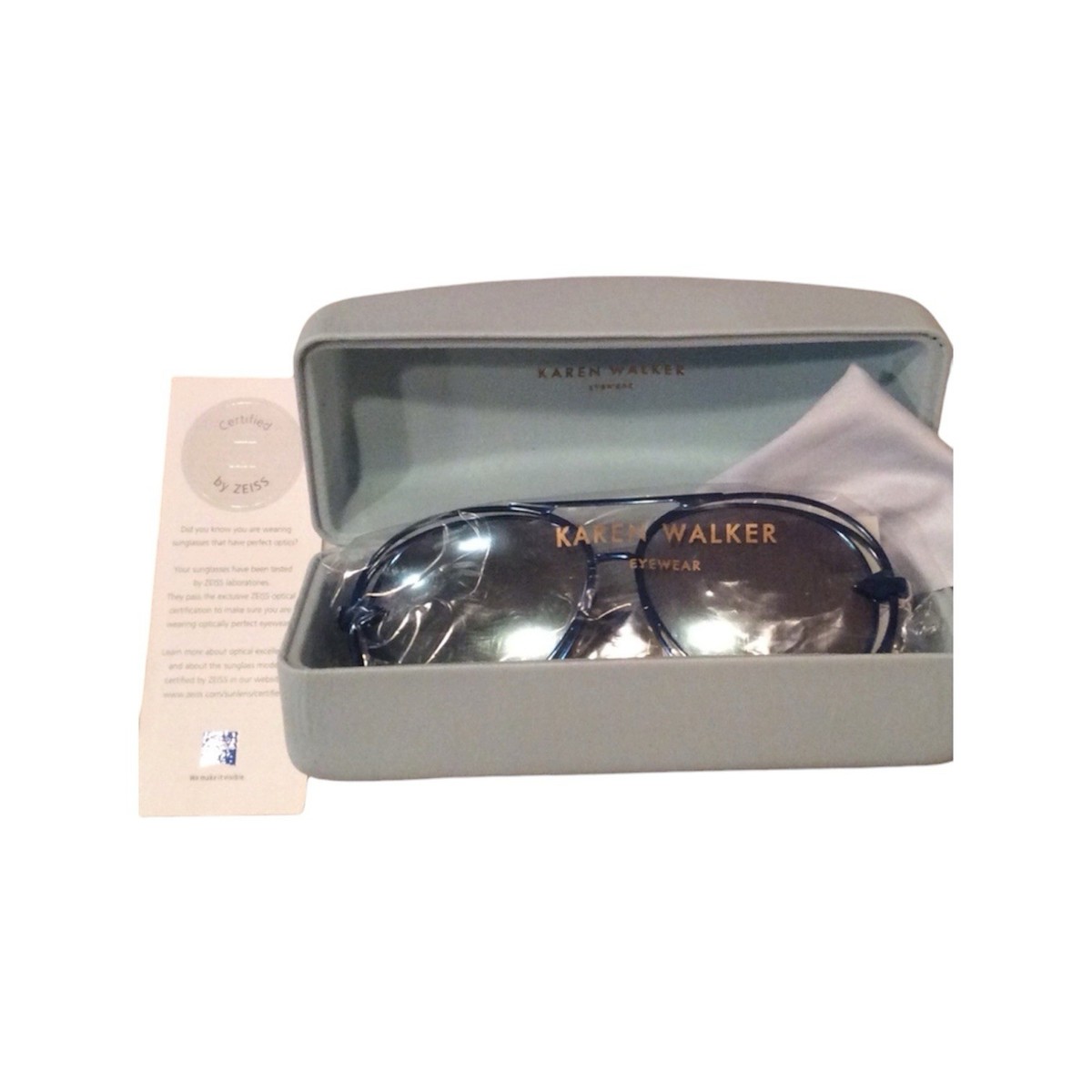 Karen Walker 56mm Jacques Aviator Sunglasses Blue/Blue Mirrored Lenses $365 New Blue Women main image 3
