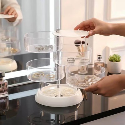Drehbarer Schmuck-Organizer mehrere Fächer drehbare Schmuckbox platzsparend