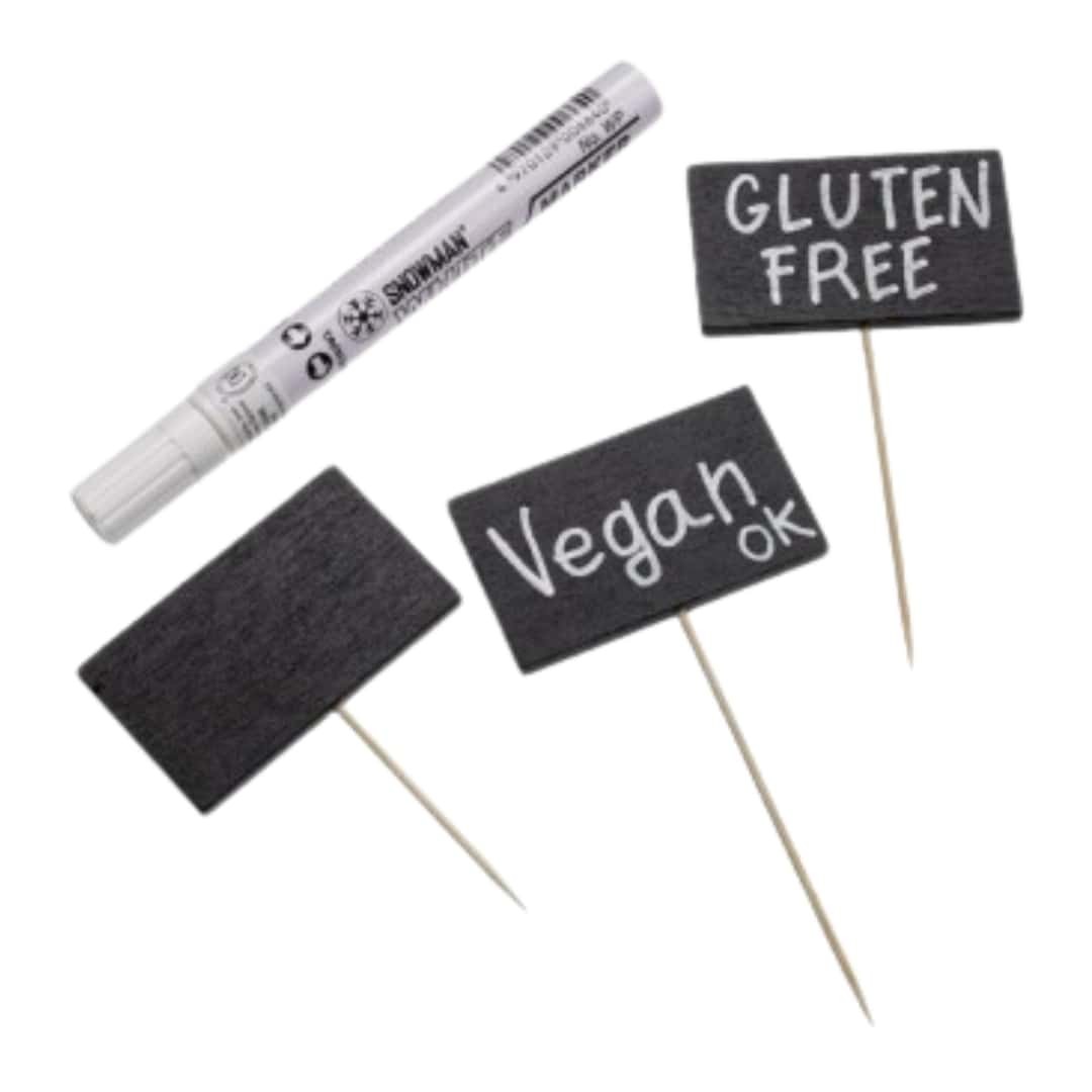 Bamboo Appetizer Board 12 Cm 50Pcs With Marker - Leone - Buffet Bar