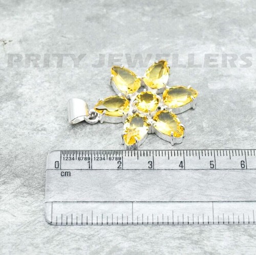 Colgante de flor de citrino 925 de plata de ley hecho a mano joyas regalo - Imagen 5 de 6