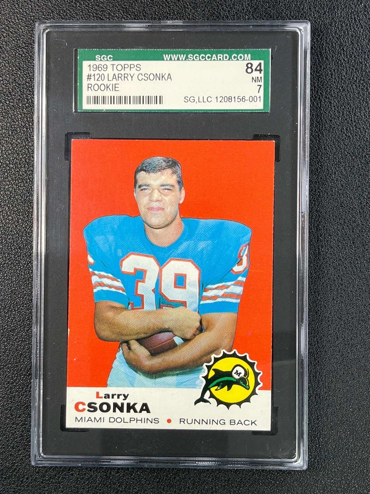 LARRY CSONKA SGC 7 "84" 1969 TOPPS FOOTBALL #120 ROOKIE DOLPHINS RC 001