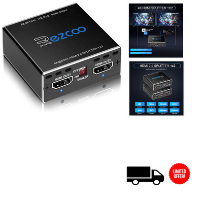 HDMI 2.0 Splitter 4K 60Hz 1 in 2 out für PS5 Xbox 1080p 120Hz HDR Dolby Atmos