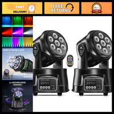 RGBW Moving Head Stage Lights - 7x10W LED Beam Spotlights, DMX Sound Activated,