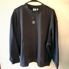 Adidas essentials black fleece oversized long sleeve pullover crewneck size L