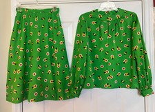 60s 70s Shannon Rodgers Jerry Silverman Outfit S, Peek-a-Boo Top Skirt, Bees