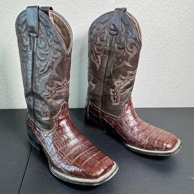 Circle G by Corral Caiman Mens Cowboy Boots Square Chocolate Brown Mexico 8.5D
