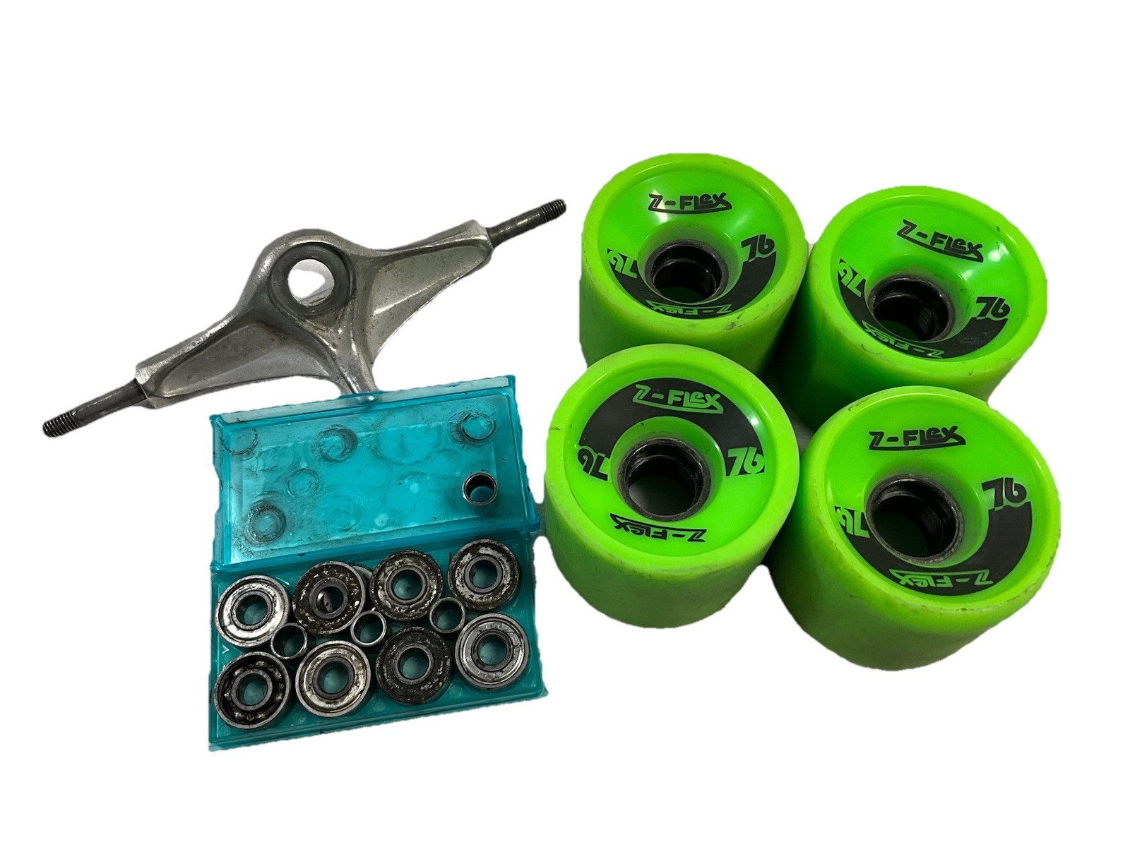 Skate Board Used Parts Z Roller Z Smooth 4 Wheels 1 Truck Z Flex Bearings As Is
