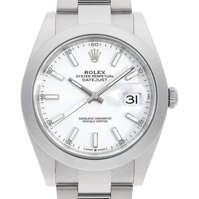 ROLEX Datejust 41 126300 weiß 3 reihig Oyster Armband Zufallszahl Sekunde ha...