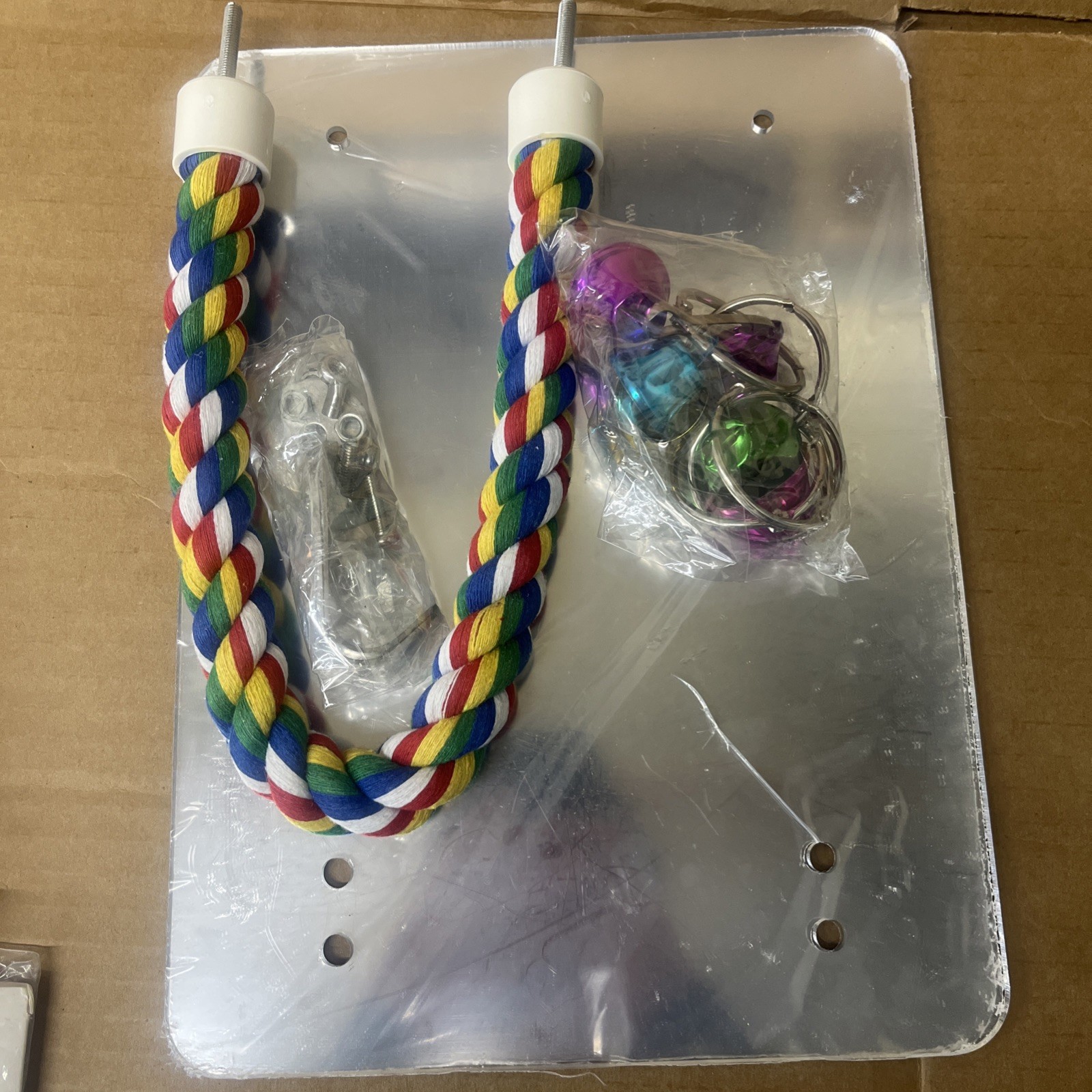 7 Inch Bird Mirror with Rope for Parakeets Cockatiels Conure