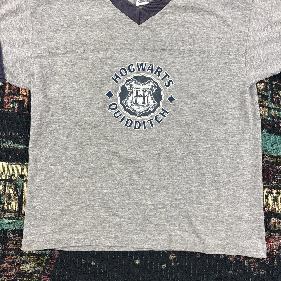Camiseta De Colección Harry Potter Hogwarts Quidditch Gráfico Y2K 2000 JUVENTUD Grande Gris Foto 3 de 4