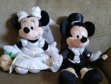 Vintage Disney Store Mickey and Minnie Wedding Set Bride Groom Plush Stuffed