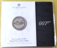 UK 2024 Six Decades of 007 Bond Films of the 2000s BU £5 Coin In Sealed Pack