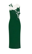 BNWT Sold Out Oscar De La Renta Wool mid-length dress, Hunter Green Size 14