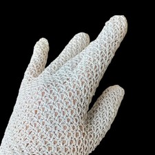 Vintage 1950  s Women's Blue Cotton Dress Gloves Crocheted Lace New Deadstock