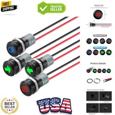 12V LED Indicator Small Light Waterproof, 1/2"12mm Panel Cutout 12V 24V Metal...