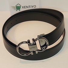 Ferragamo Men  s Reversible Gancini Belt 48"   Gunmetal Buckle   New Without Tags