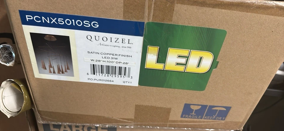 ✨ Lámpara de araña Quoizel Nexus cobre satinado moderna LED colgante ✨ Foto 2 de 3