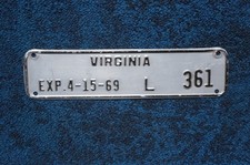 1969 Virginia License Plate Topper Tag 361 1969 Virginia License Plate Topper Tag 361